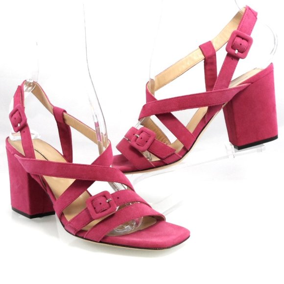 NEW$455 SERGIO ROSSI Royal Suede Block Heel Sandals Strappy Buckled Slingback 37 - Picture 1 of 17